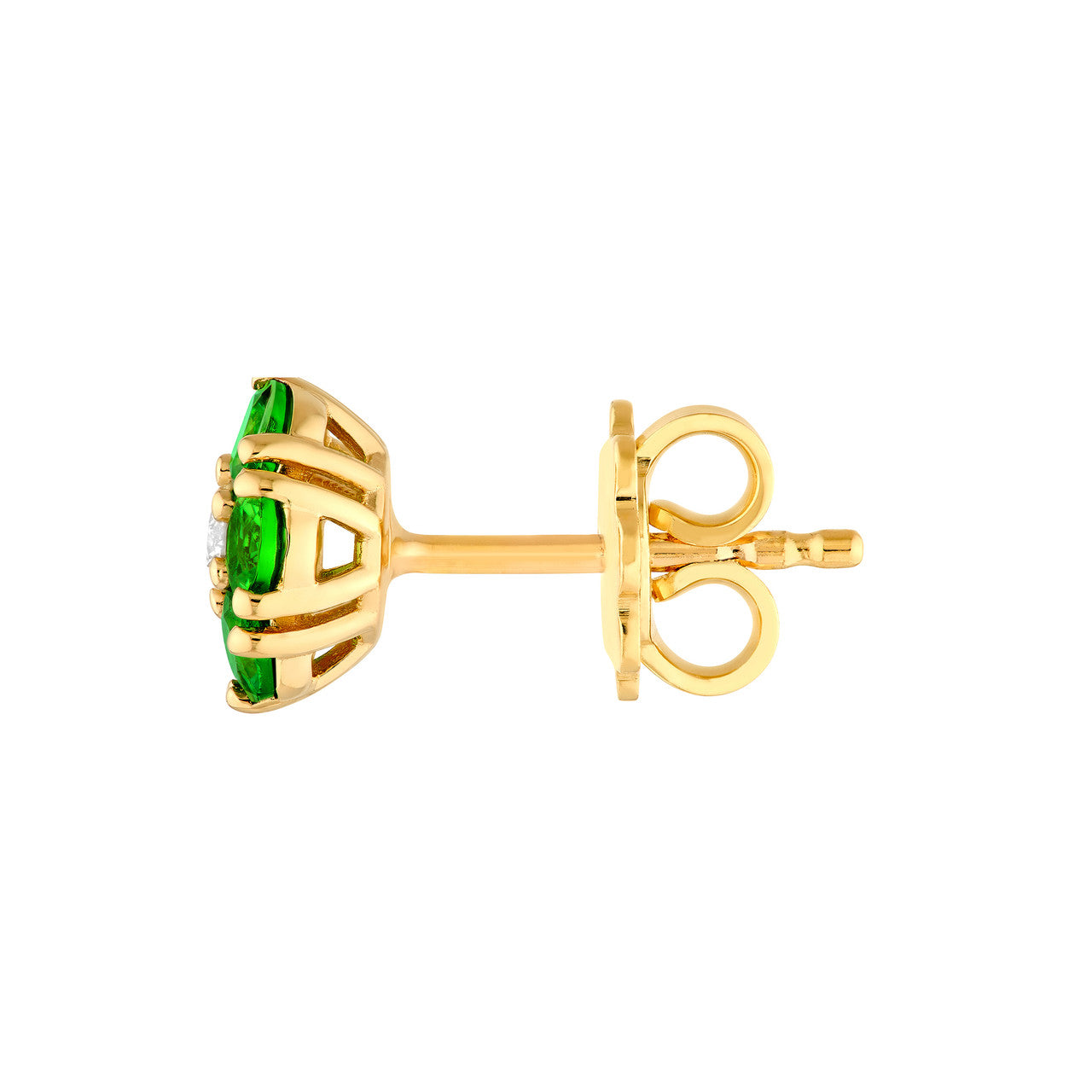 Tsavorite and Diamond Cluster Studs