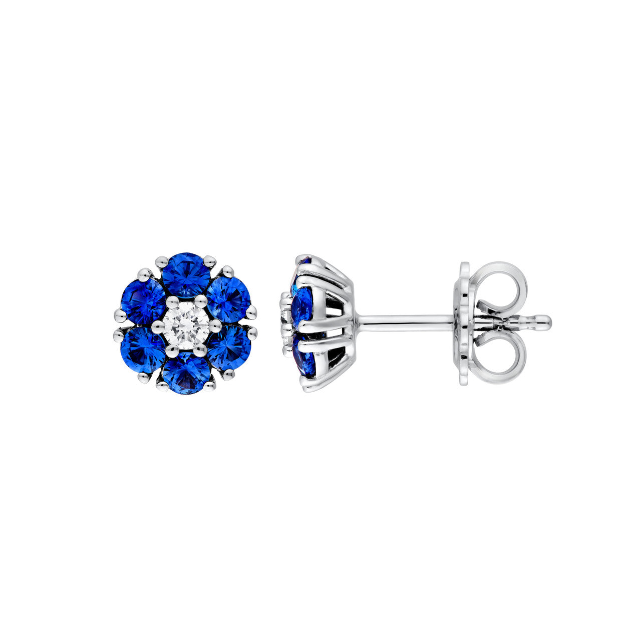 Sapphire & Diamond Cluster Studs