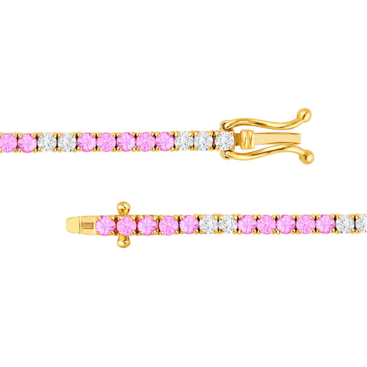 5ct Pink Sapphire and Diamond Tennis Bracelet