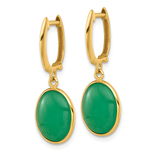 Oval Jade Dangling Earrings