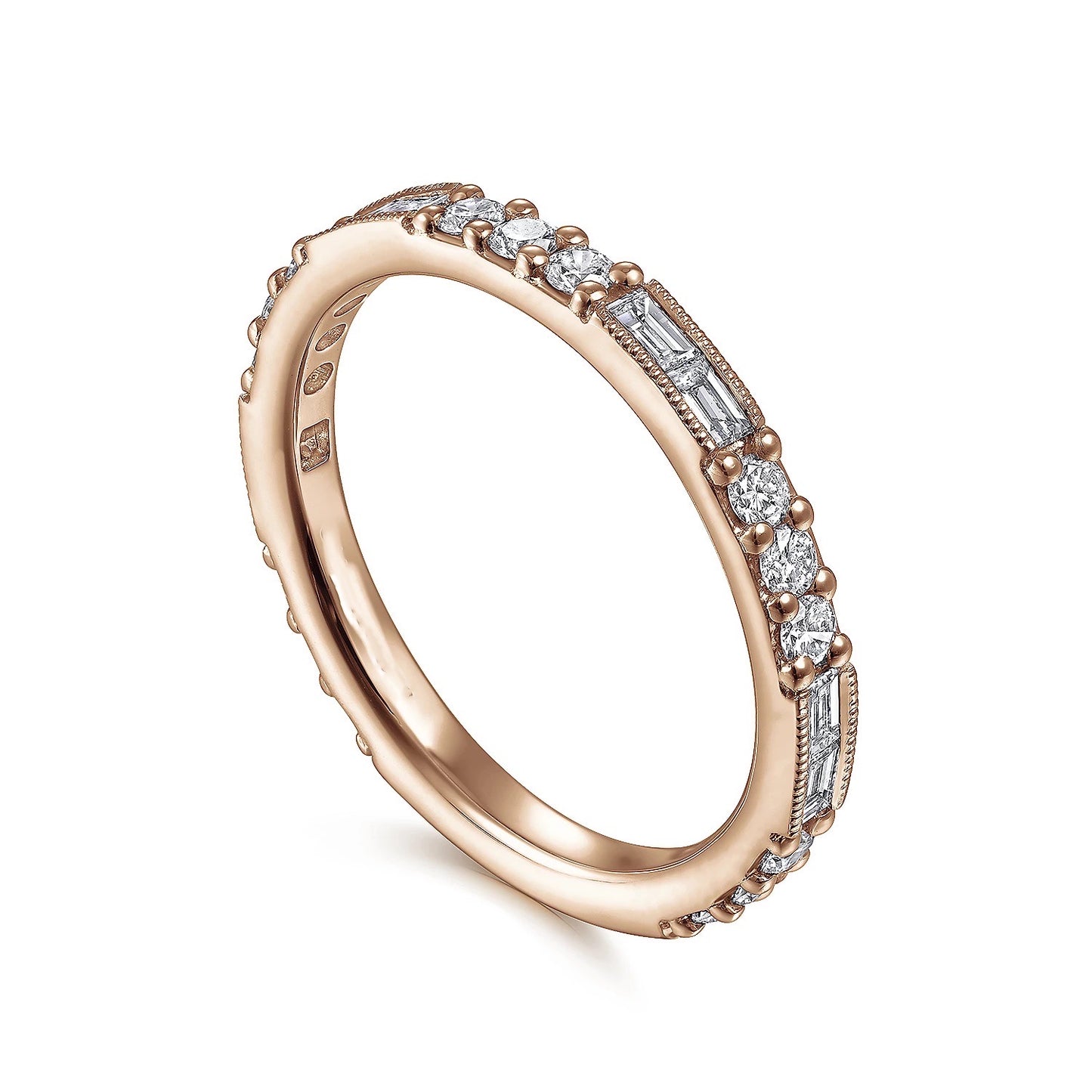 Baguette and Round Diamond Stackable Ring
