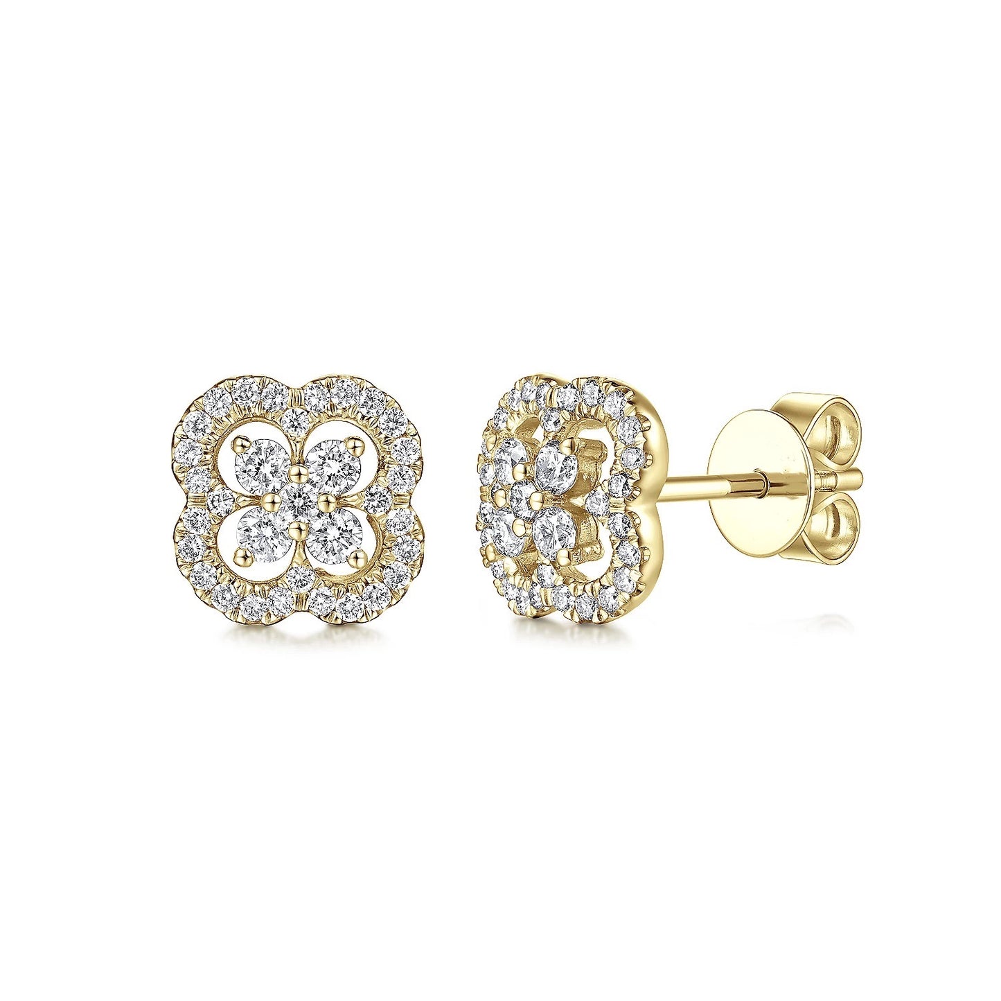 Diamond Clover Stud Earrings