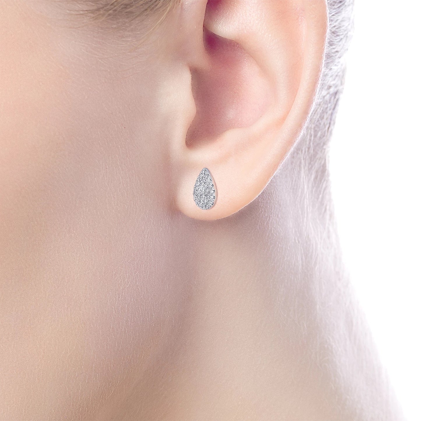 Pear Shape Cluster Diamond Stud Earrings