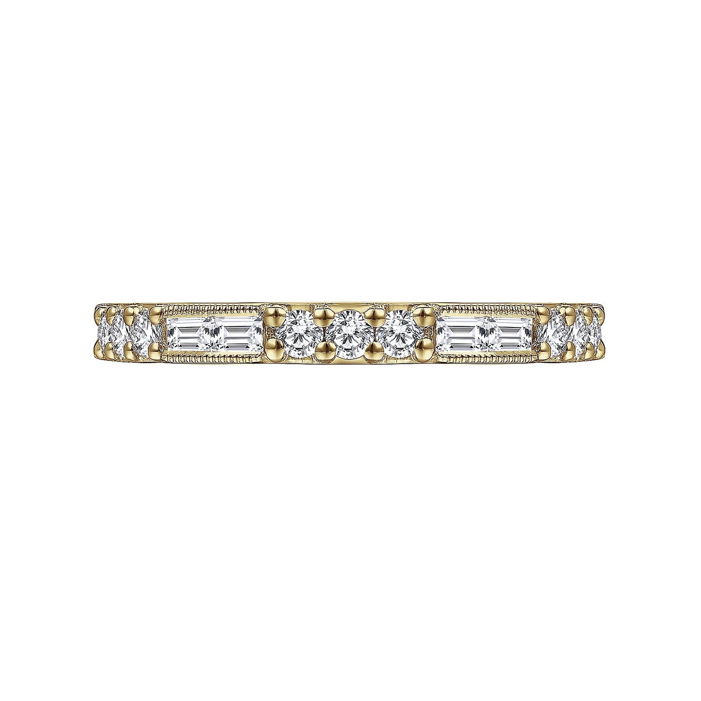 Baguette and Round Diamond Stackable Ring