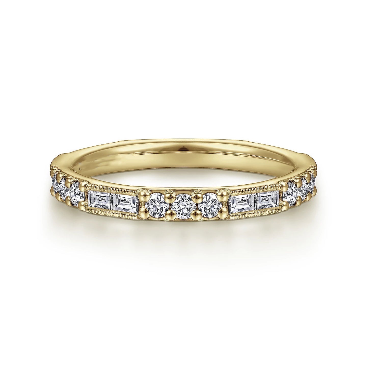 Baguette and Round Diamond Stackable Ring