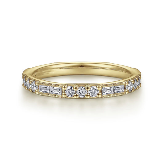 Baguette and Round Diamond Stackable Ring
