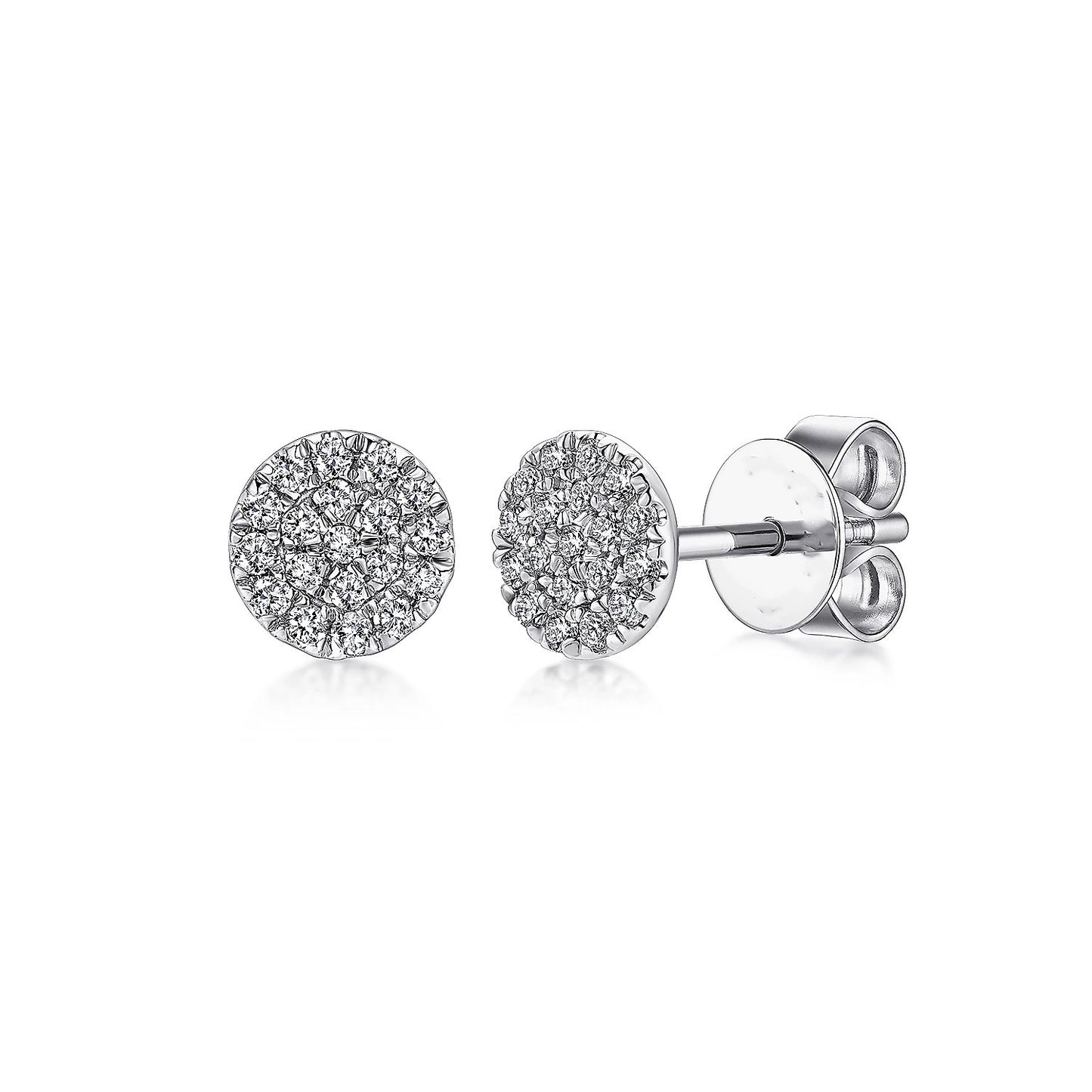 Round Cluster Diamond Stud Earrings