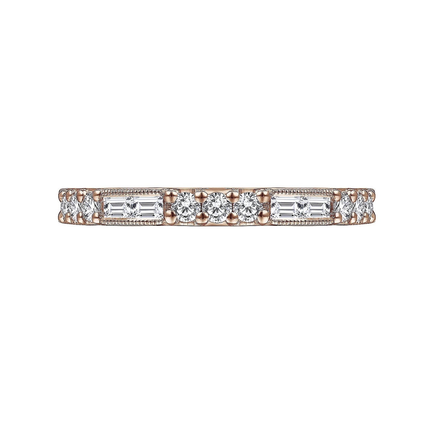 Baguette and Round Diamond Stackable Ring