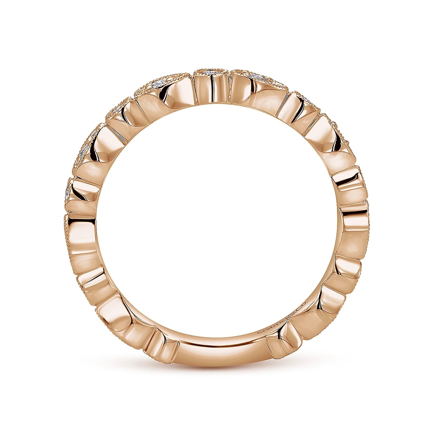 Pear and Round Diamond Station Ring