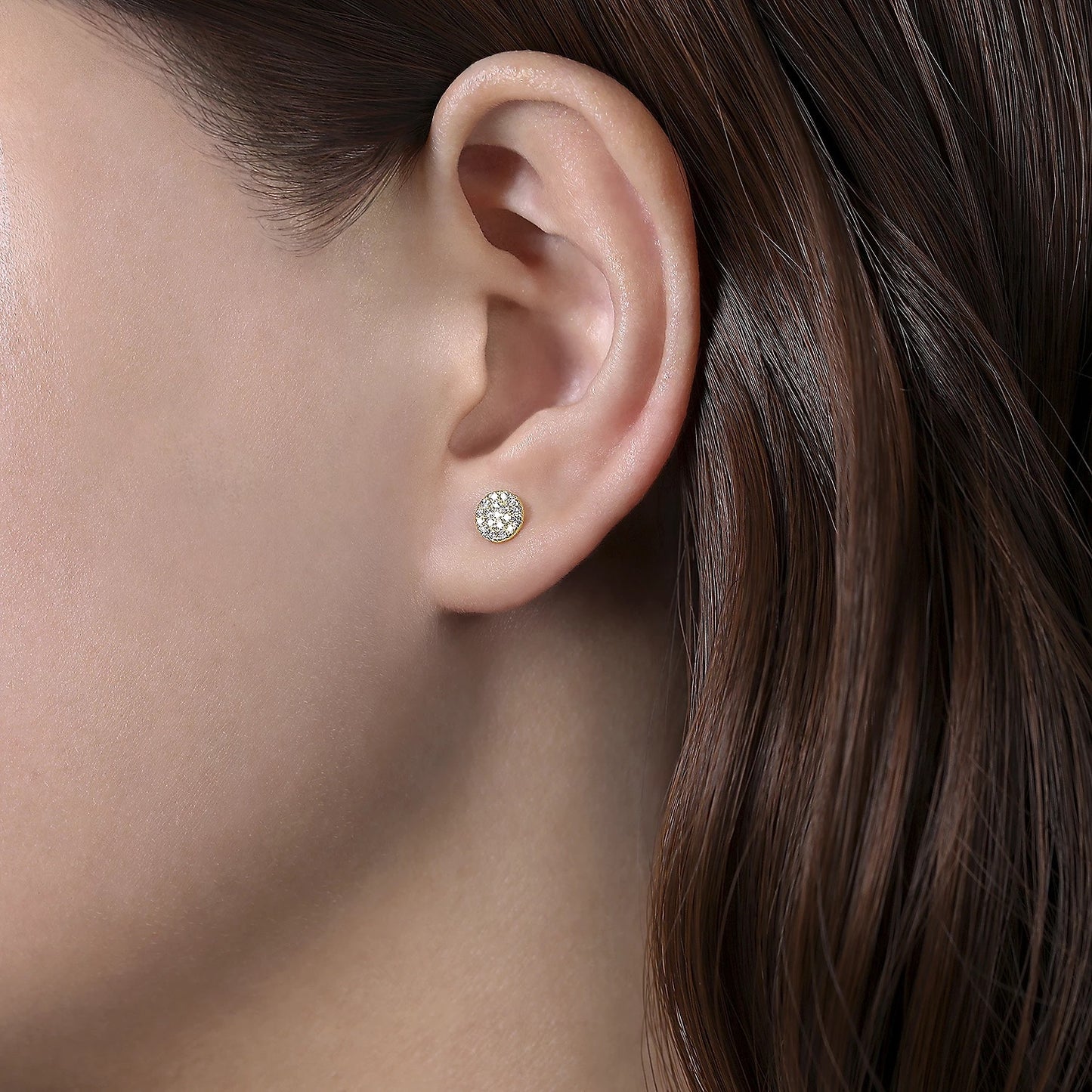 Round Cluster Diamond Stud Earrings