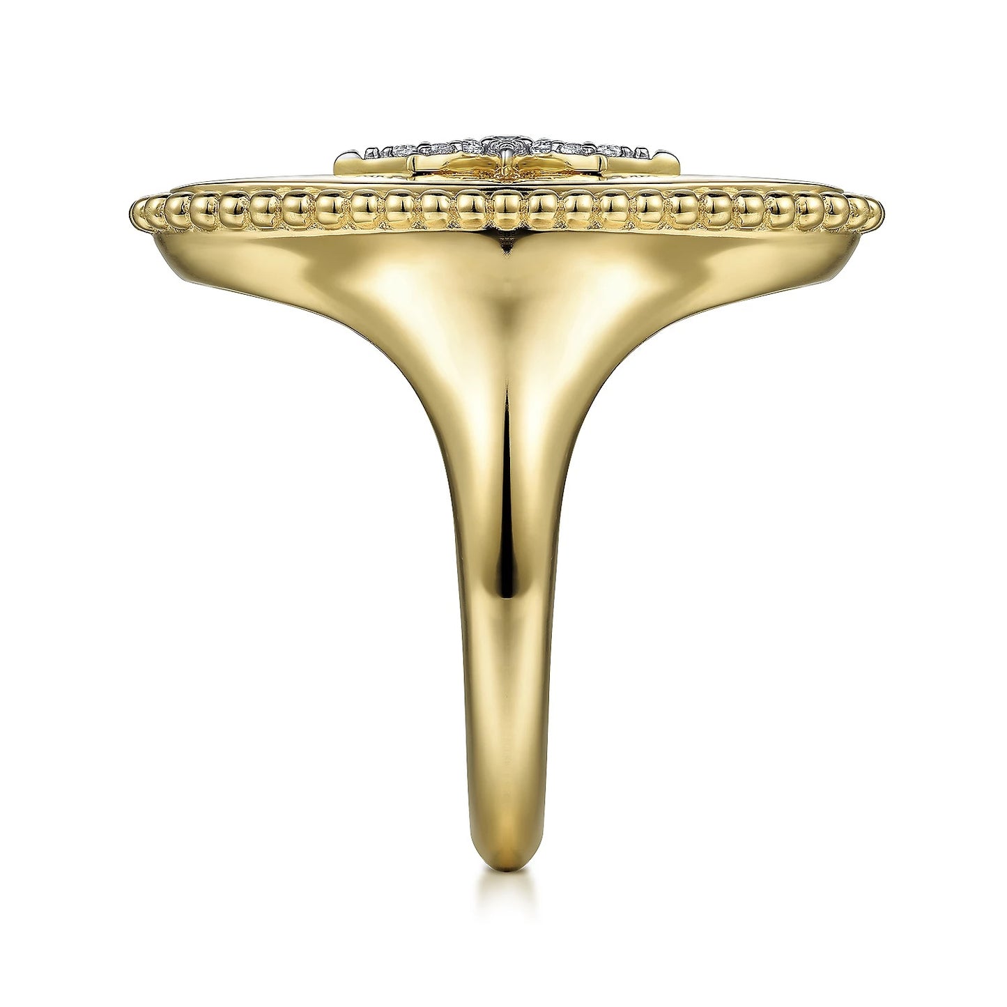 Oval Diamond Starburst Signet Ring