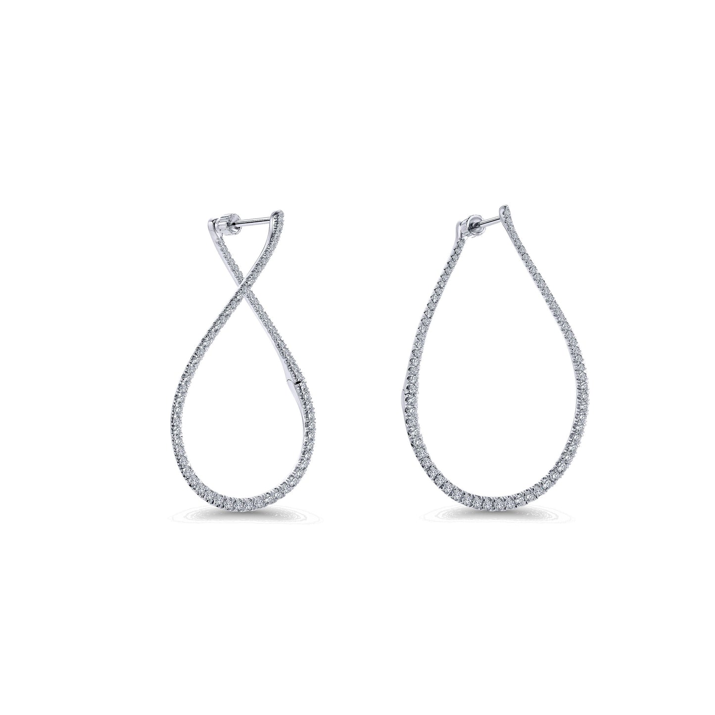Diamond Pear Shape Hoop Earrings