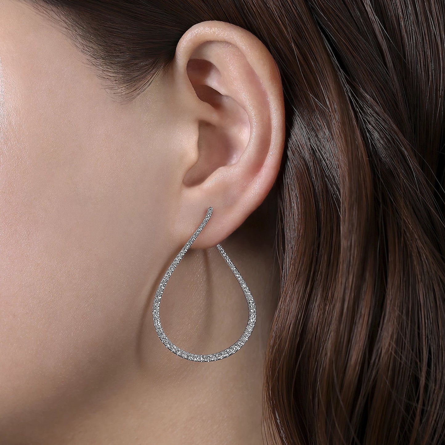 Diamond Pear Shape Hoop Earrings