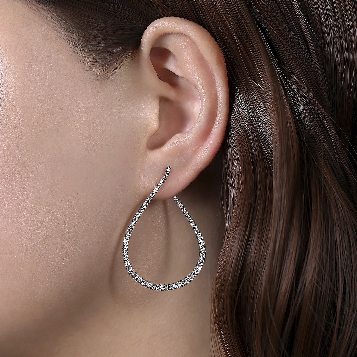 Diamond Pear Shape Hoop Earrings