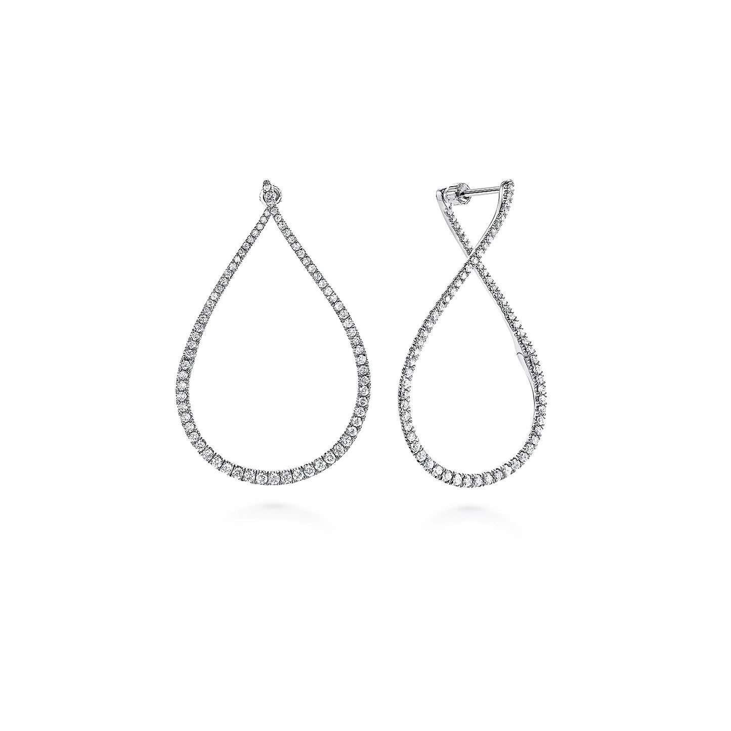 Diamond Pear Shape Hoop Earrings