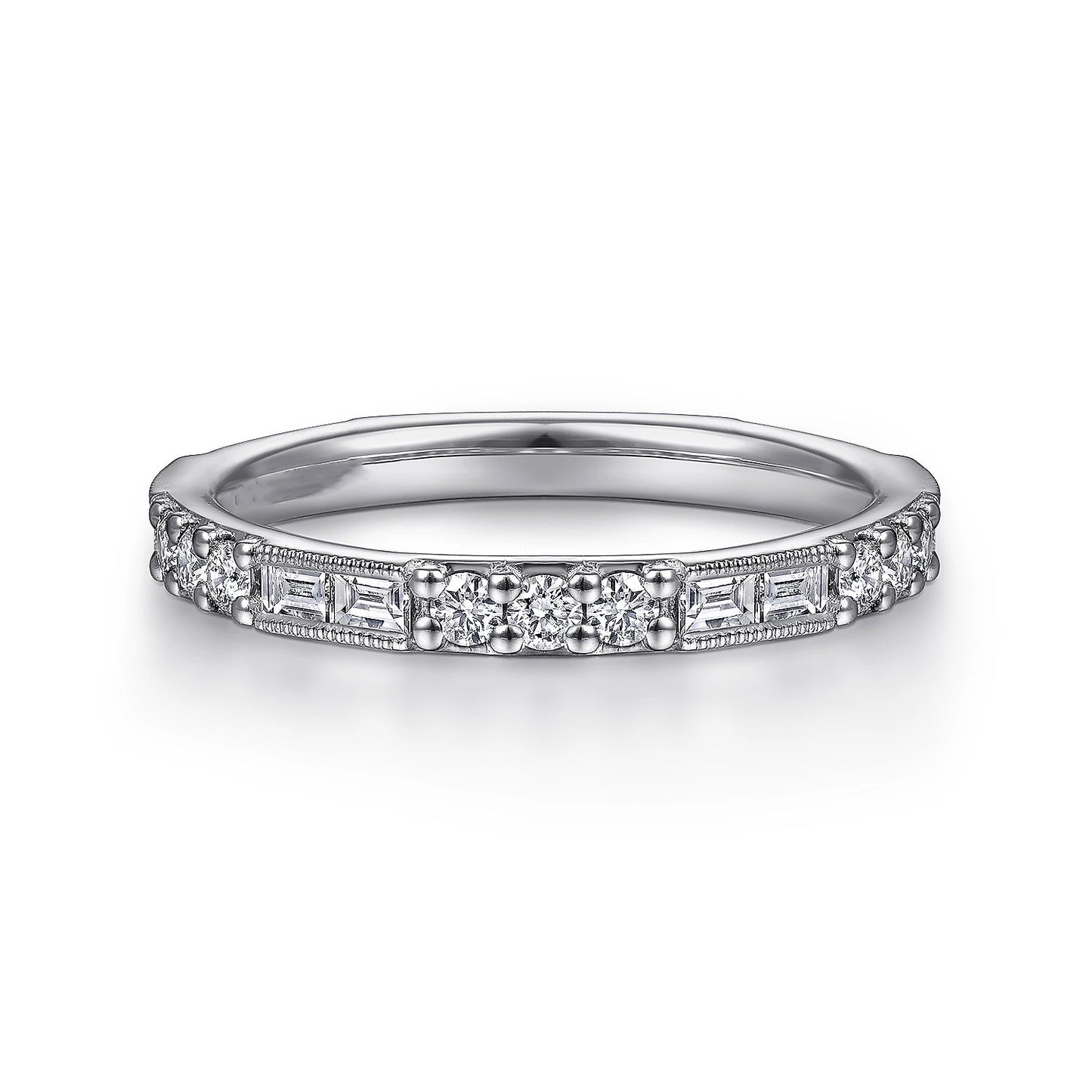 Baguette and Round Diamond Stackable Ring