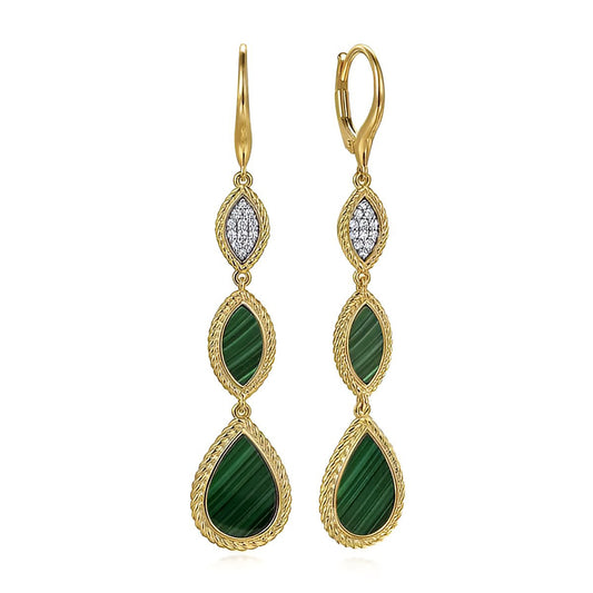Diamond and Malachite Drop Earrings