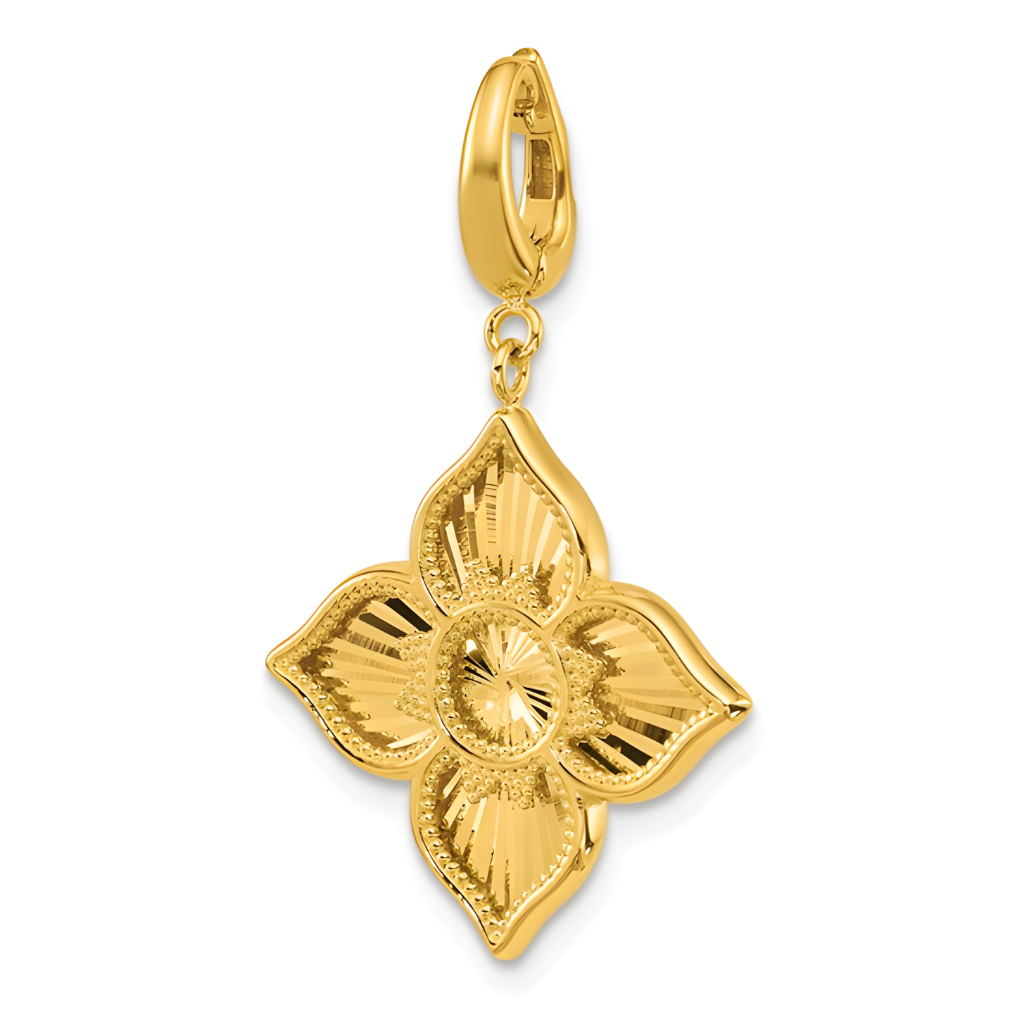 Diamond Cut Flower Pendant