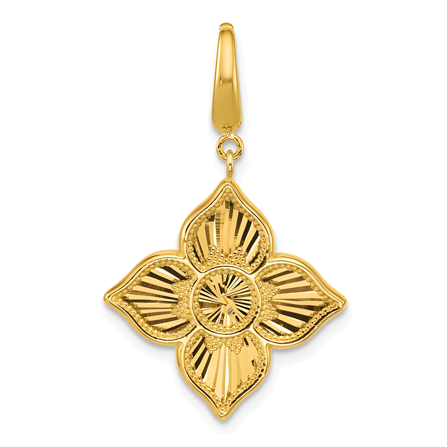 Diamond Cut Flower Pendant