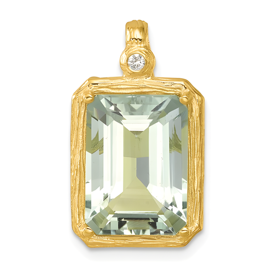 Diamond and Green Quartz Pendant