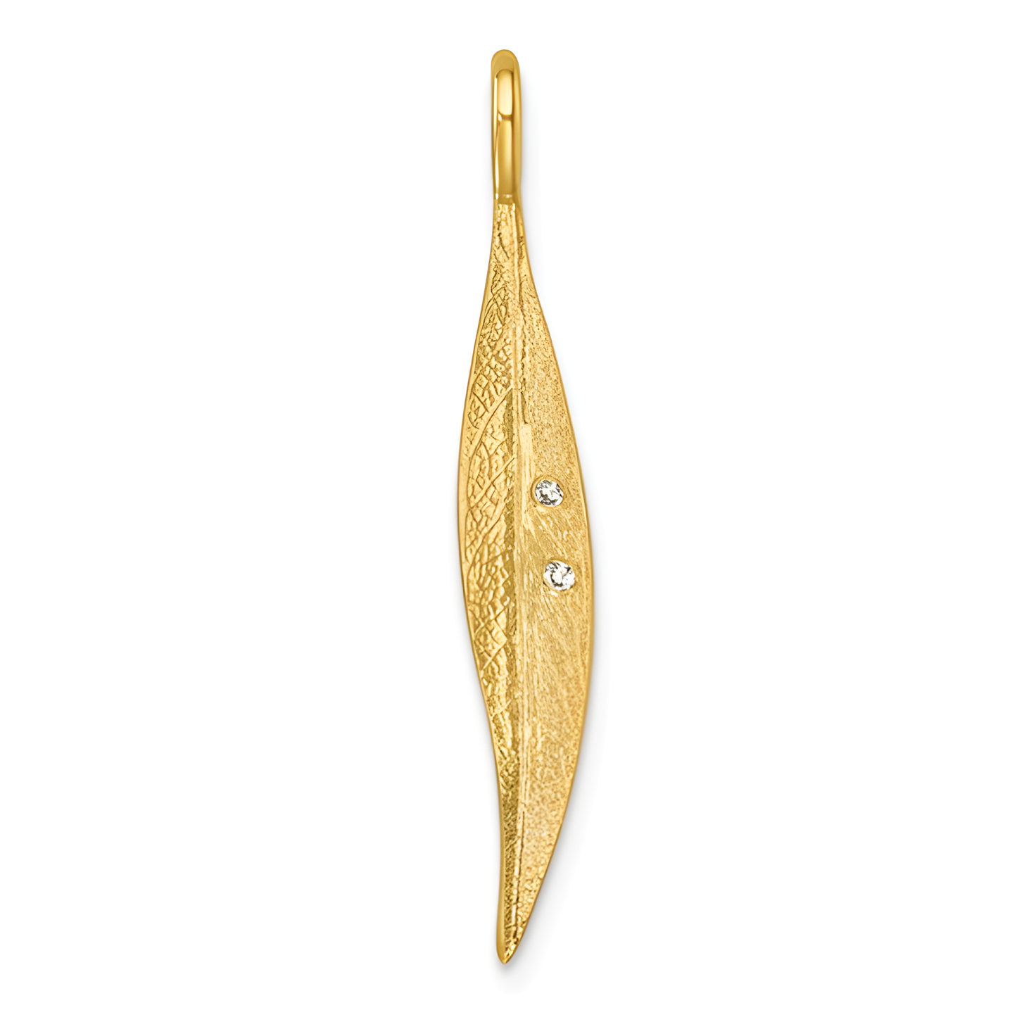 Textured Diamond Small Leaf Pendant