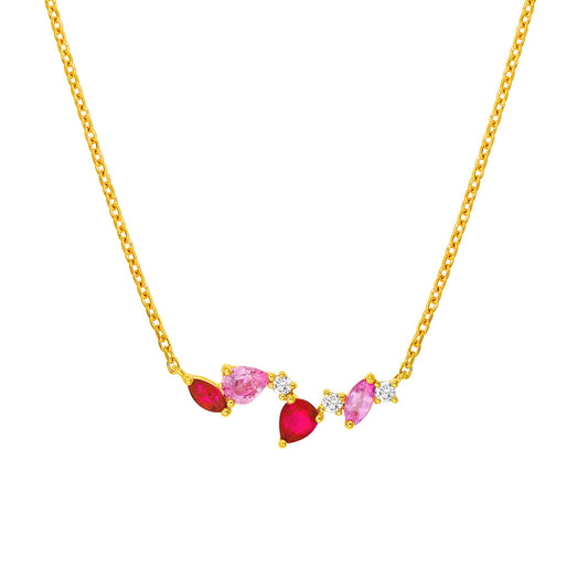 Petite Sapphire and Ruby Blossom Necklace
