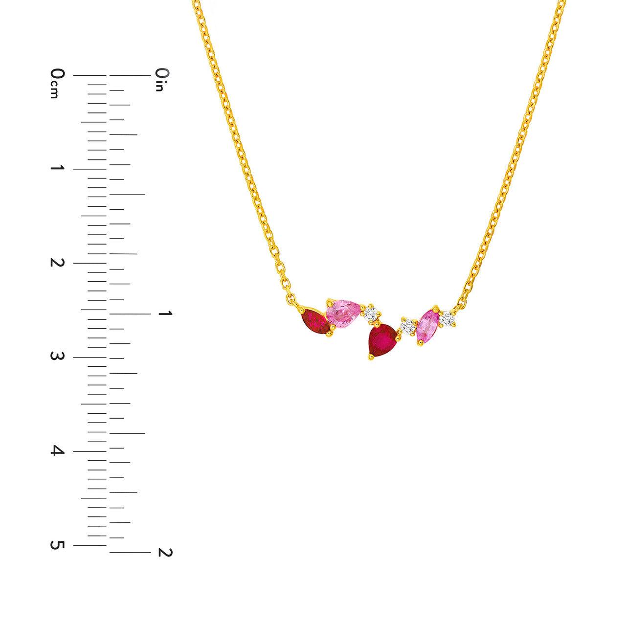 Petite Sapphire and Ruby Blossom Necklace