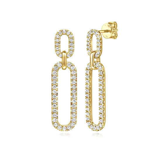 Diamond Link Chain Drop Earrings