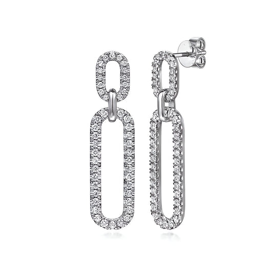 Diamond Link Chain Drop Earrings