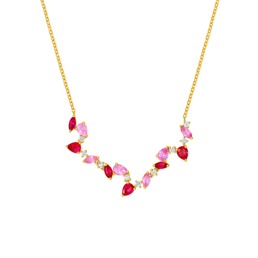 Sapphire and Ruby Blossom Necklace