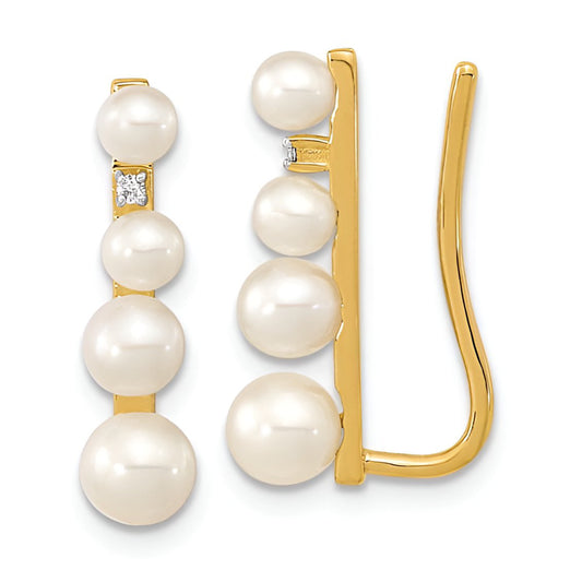 Pearl and Diamond Ear Climber