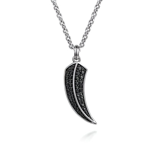 Black Spinel Horn Necklace