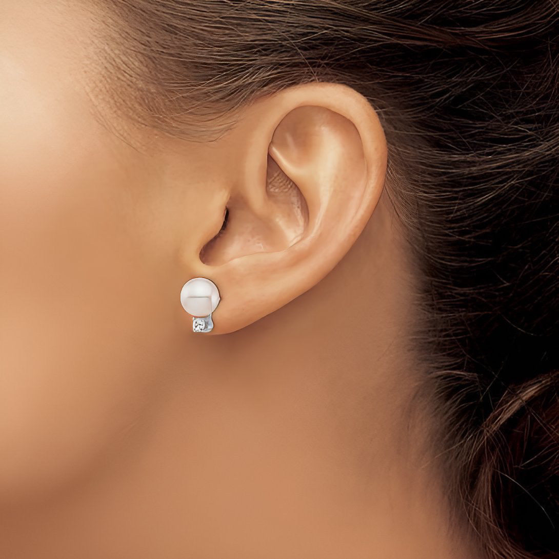 Pearl and Diamond Stud Earrings