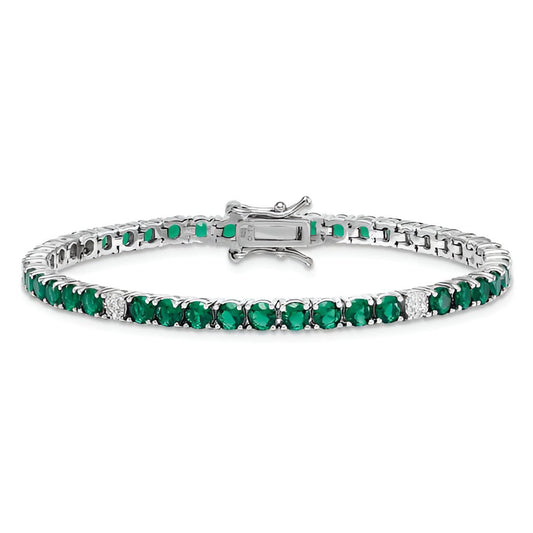 Green and White Tennis Bracelet