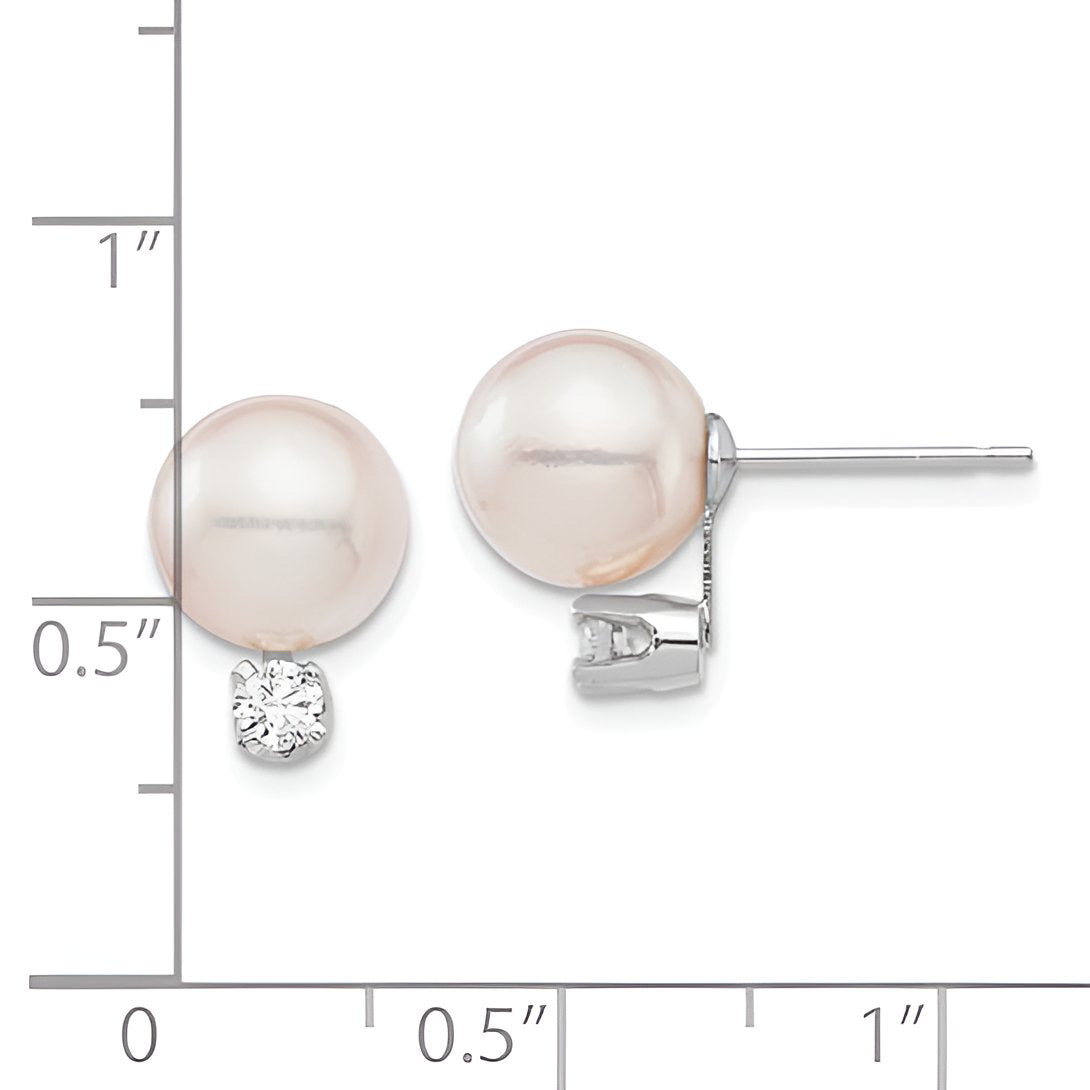 Pearl and Diamond Stud Earrings