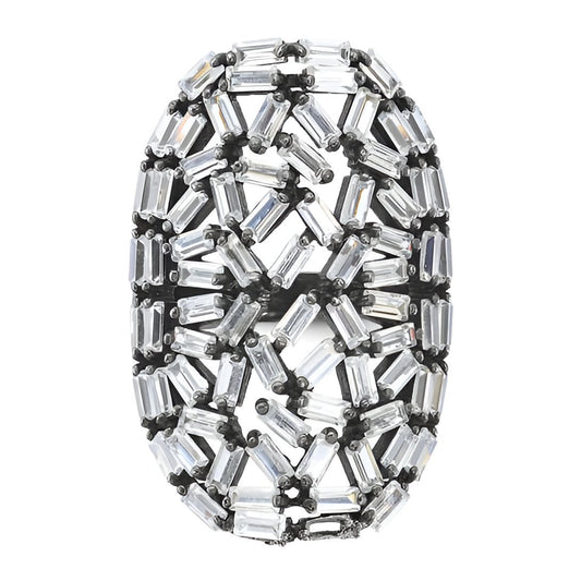Baguette Crystal Ring B/W