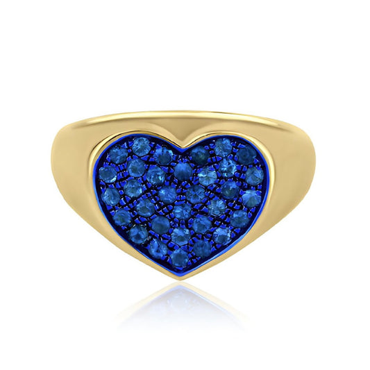 Sapphire Heart Signet Ring