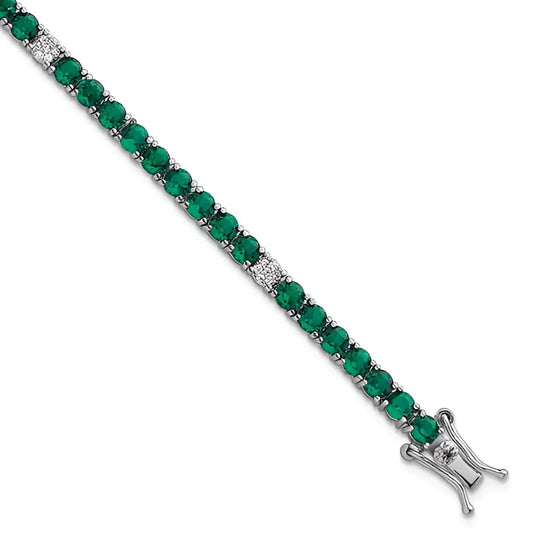Green and White Tennis Bracelet