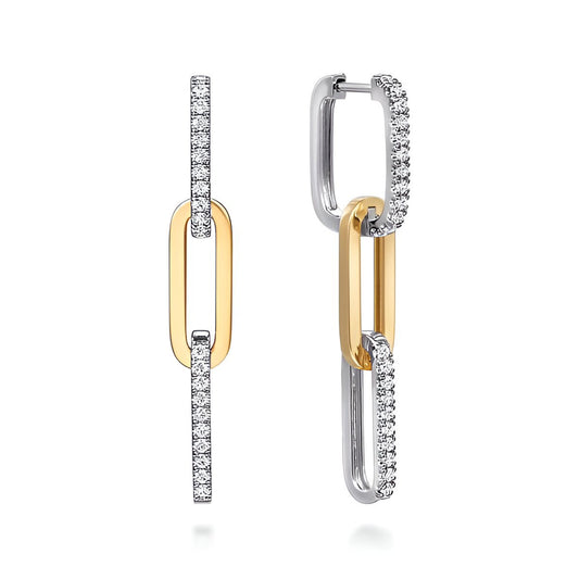 Two Tone Diamond Paper-Clip Earrings