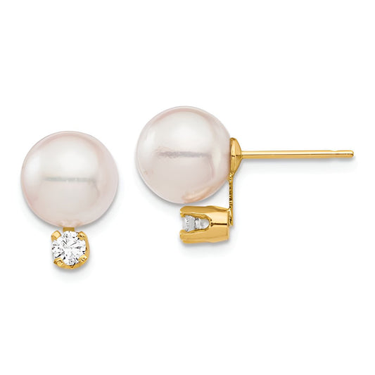 Pearl and Diamond Stud Earrings