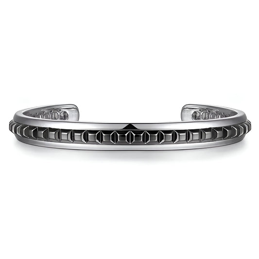 Open Cuff Bracelet with Black Grommet Inlay