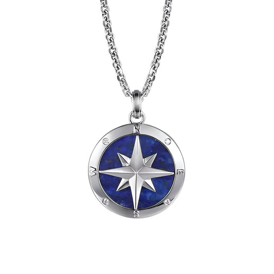 Diamond and Lapis Compass Necklace