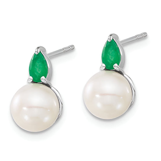 Pearl and Emerald Stud Earrings