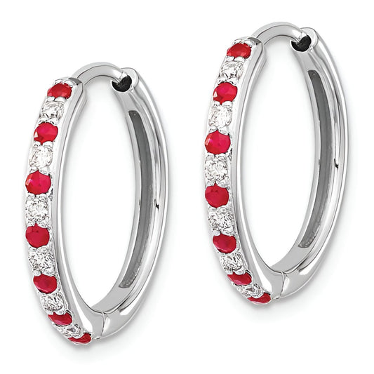 Ruby and Diamond Hoop Earrings