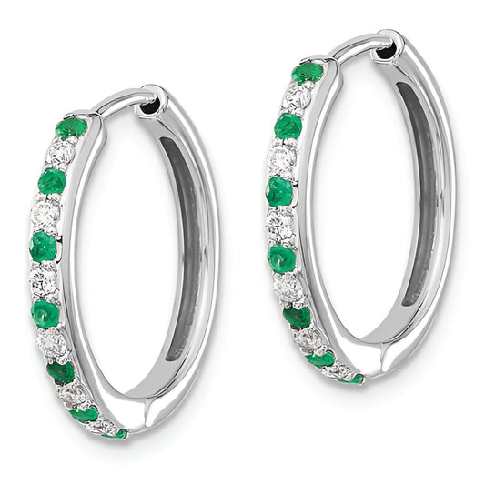 Emerald and Diamond Hoop Earrings