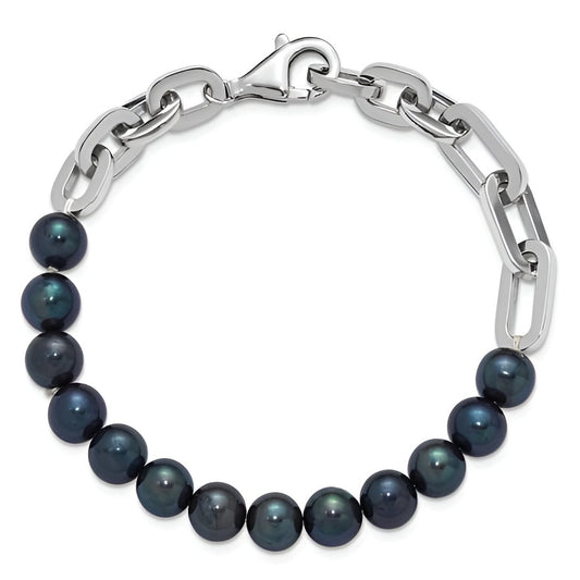 Black Pearls and Links Bracelet