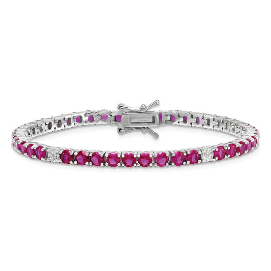 Red and White Tennis Bracelet