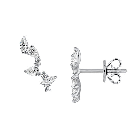 Diamond Blossom Climber Stud Earrings