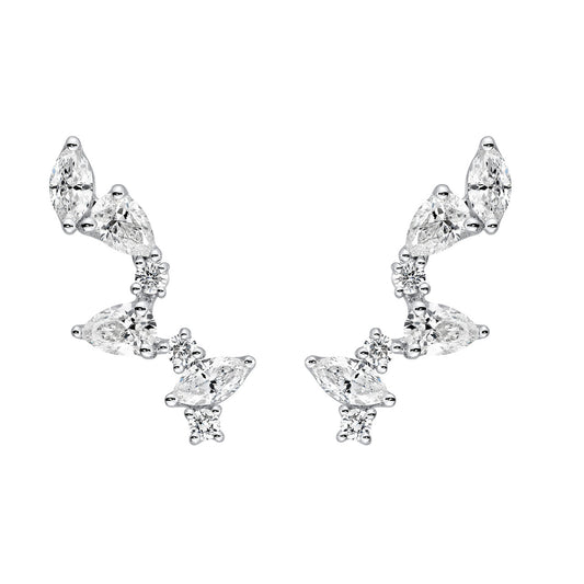 Diamond Blossom Climber Stud Earrings