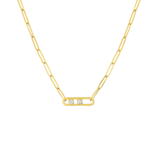 Twin Diamond Paperclip Necklace